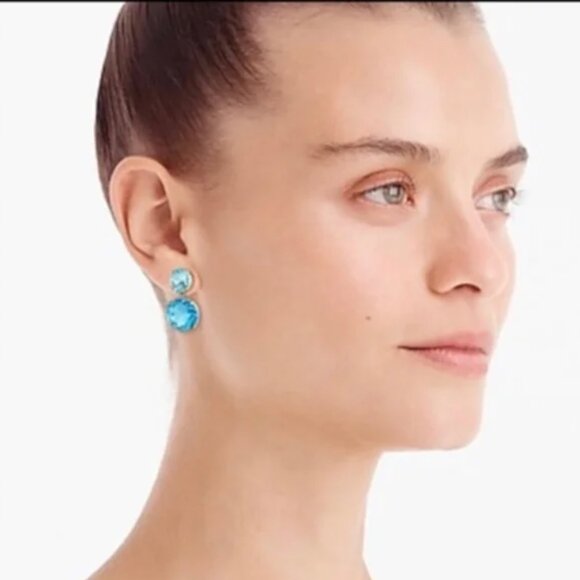 J. Crew Two Tone Drop Earrings in Gold Setting - NWT & Bag. - Picture 3 of 4